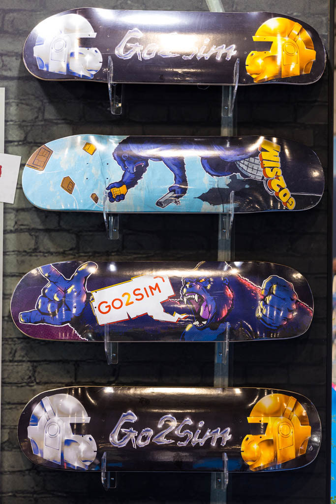 Go2Sim's promotional skateboard designs