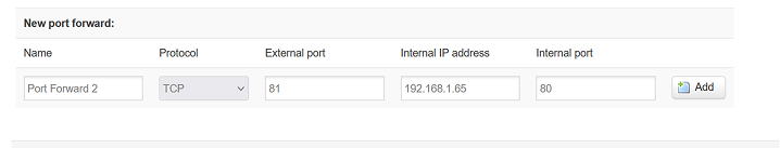 HiK Vision port forward - config 2